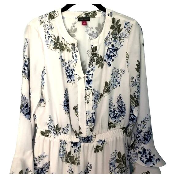 Vince Camuto Chiffon Asymmetrical Ruffle Button Front Dress Sz 12 in Ivory NWT - Picture 2 of 7